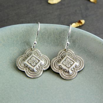 Antique Coin Clover Earrings, 3 of 6