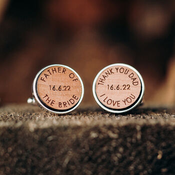 Father Of The Bride Wooden Wedding Thank You Cufflinks, 3 of 7