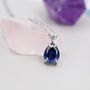 Sterling Silver Royal Sapphire Blue Pear Cut Cz Necklace, thumbnail 3 of 12