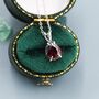 Sterling Silver Garnet Red Pear Cut Cz Necklace, thumbnail 7 of 12
