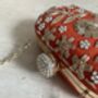 Orange Raw Silk Oval Pearl Clutch Bag, thumbnail 10 of 10