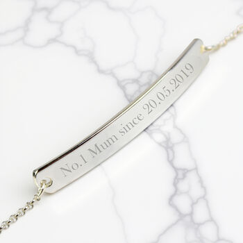 Personalised Silver Tone Bar Bracelet, 2 of 8