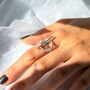 Overlapping T Bar Gold Plated Sterling Silver Ring, thumbnail 7 of 9