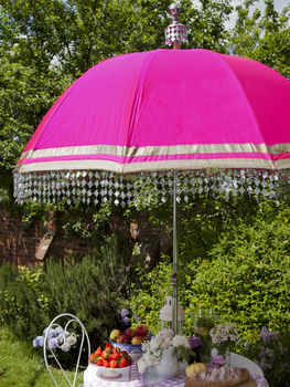 Indian Inspired Garden Parasol With Metallic Trim By East London ...