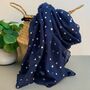Navy Blue Scarf With Metallic Stars, thumbnail 1 of 2