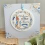 New Baby Rabbit Floral Card Blue, thumbnail 2 of 3