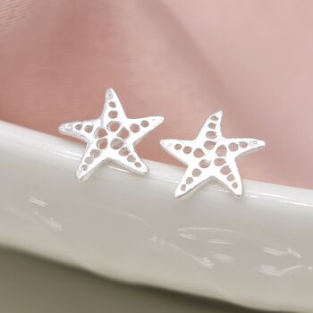 Sterling Silver Starfish Stud Earrings, 2 of 10