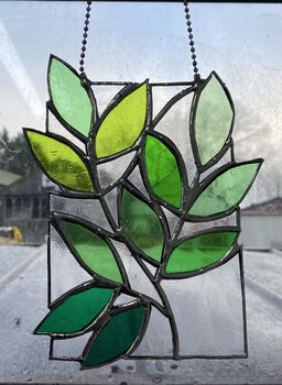 Stained Glass Cherry Leaves Panel, 2 of 3