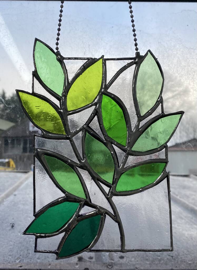 Stained Glass Cherry Leaves Panel By Lil' Rabbitfoot