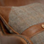 Tweed And Leather Belt Button Cushion Two Options, thumbnail 3 of 12