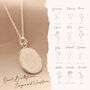 Dual Birthflower Engraved Oval Pendant, thumbnail 1 of 10