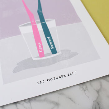 Personalised Couples Toothbrush Print, 5 of 8