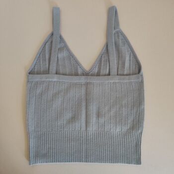 Grey Pure Cashmere Soft Ribbed Knit Crop Vest Top, 5 of 8