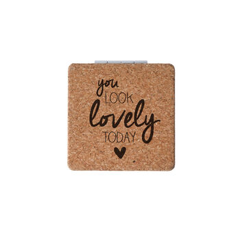 Cork Compact Mirror 'You Look Lovely' In Gift Box, 2 of 2