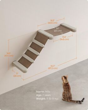 Cat Climbing Hammock Wall Mounted Cat Bed With Stairs, 2 of 8