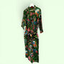Green Floral Block Print 100% Cotton Dressing Gown, thumbnail 5 of 7