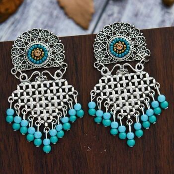Bohemian Braided Turquoise Indian Boho Earrings, 5 of 9