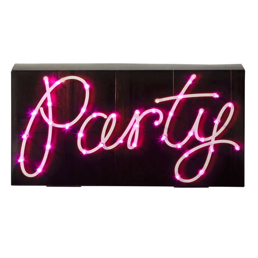 led pink neon party light by postbox party