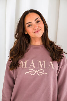 Mama Embroidered Bow Sweatshirt With Optional Matching Mama's Girl, 2 of 11