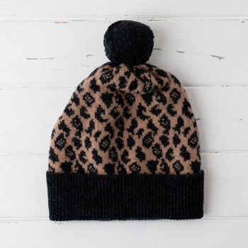 Leopard Knitted Pom Pom Hat, 5 of 11