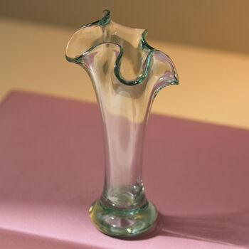 Vintage Mid Century Fluted Art Glass Vase Clear, 3 of 3