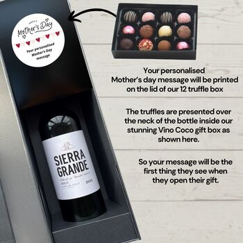 Vino Coco Personalised Mother's Day Red Wine And Truffles Gift Set, 5 of 9