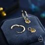 Sterling Silver November Birthstone Citrine Yellow Crystal Drop Hoop Earrings, thumbnail 2 of 11