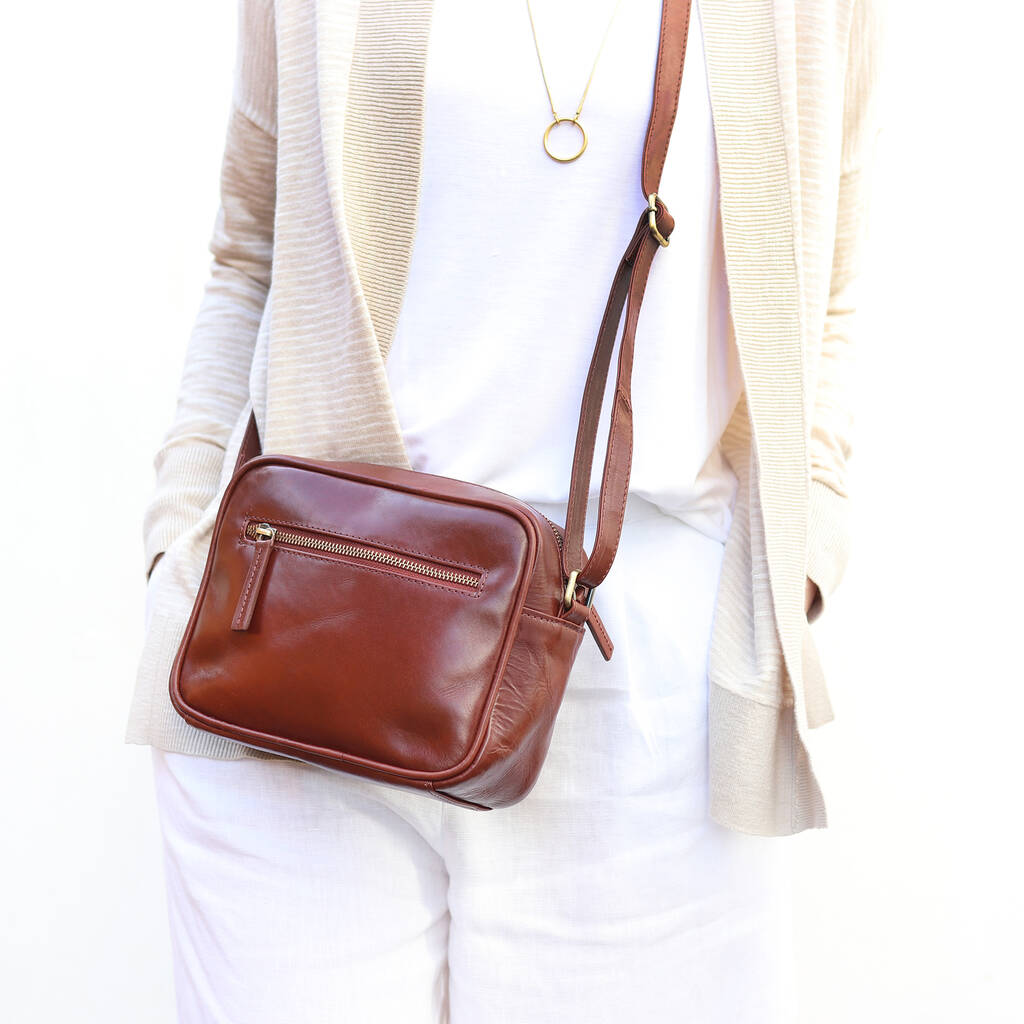 Leather Cross Body Camera Bag, Dark Tan By The Leather Store | 0