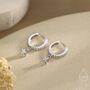 Tiny Cz Starburst Huggie Hoop Earrings Sterling Silver, thumbnail 10 of 12