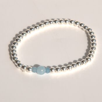 Aquamarine Sterling Silver Bead Bracelet, 2 of 4