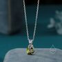 Sterling Silver Olive Green Cz Pear Cut Pendant Necklace, thumbnail 1 of 12