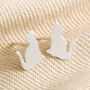 Sterling Silver Shiny Cat Stud Earrings, thumbnail 2 of 4