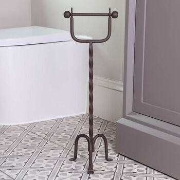 Vintage Twisted Standing Toilet Roll Holder, 3 of 6