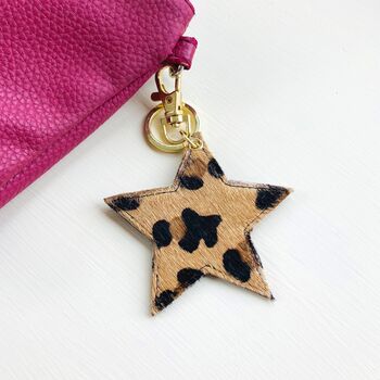 Leopard Print Leather Heart / Star Keyring / Charm, 6 of 8