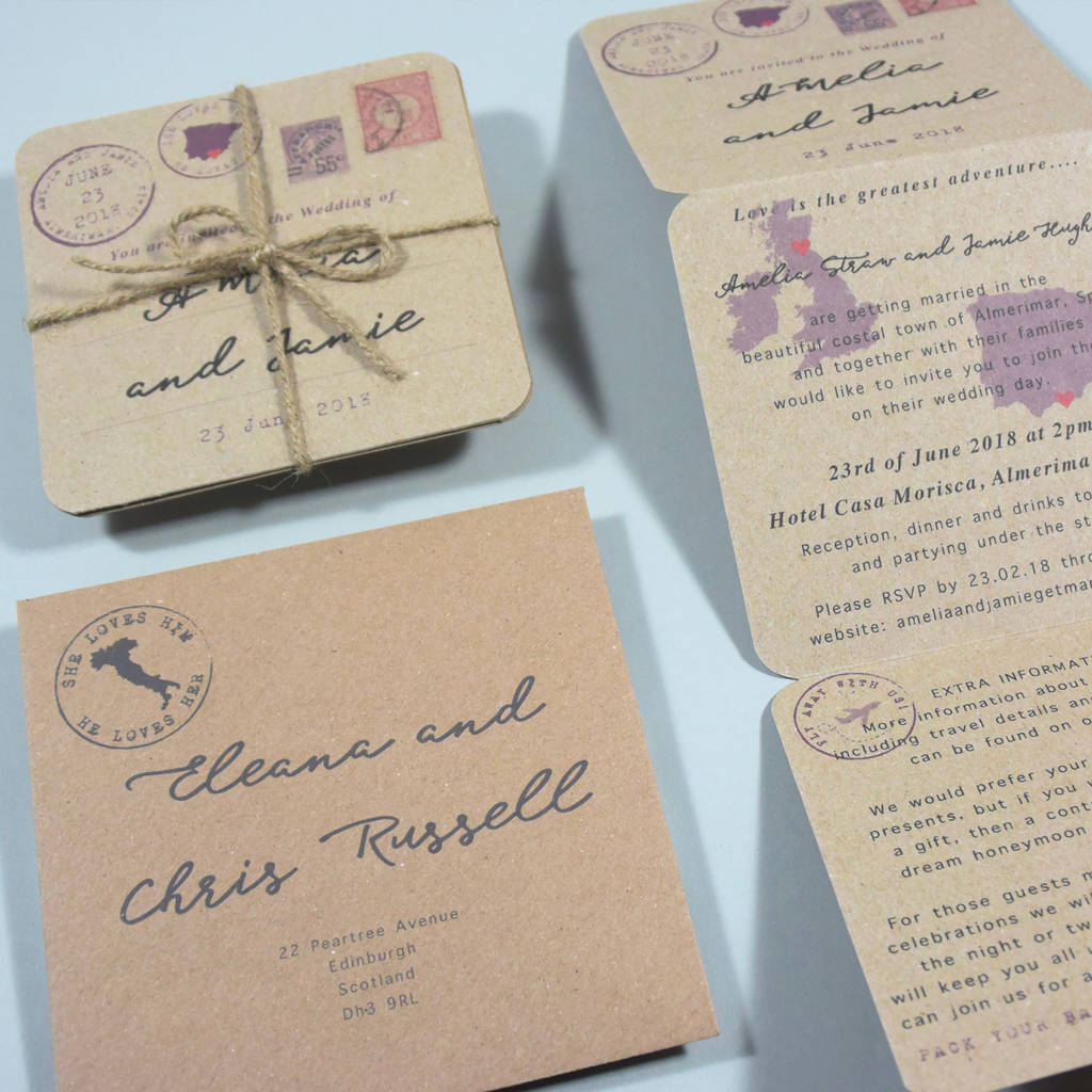 Postcard Style Wedding Invitation By Paper and Inc | notonthehighstreet.com