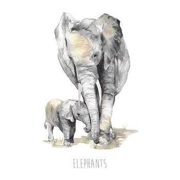 Personalised Elephants Art Print, 4 of 5