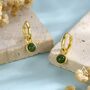 Genuine Jade Dangling Huggie Hoop Earrings, thumbnail 5 of 12