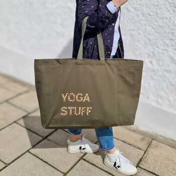 Custom Text Oversized Tote Bag. Yoga, Gym, Pilates, 3 of 11