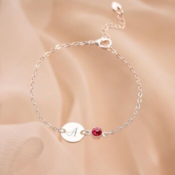Initial Disc And Colette Birthstone Bracelet, 4 of 12