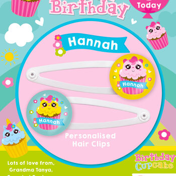 Personalised Birthday Cupcake Hair Clips, 3 of 3
