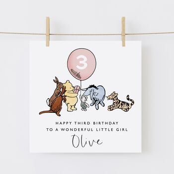 Personalised Winnie The Pooh + Friends Granddaughter 1st Birthday Card *Age Options, 3 of 3