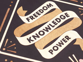 Freedom Knowledge Power Wooden Wall Art, 4 of 5