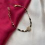 18k Gold Plated Black Bead Nazar Charm Bracelet, thumbnail 1 of 5