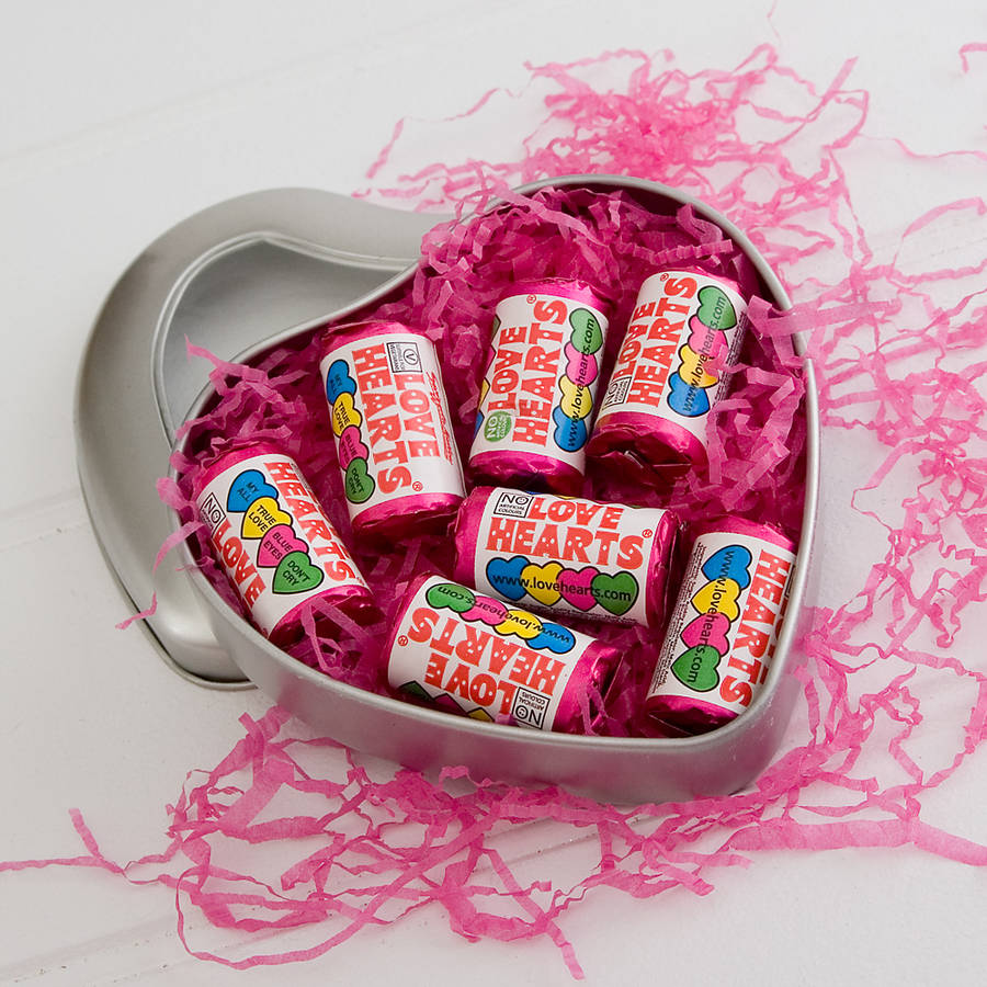 Heart Shaped Tin With Love Heart Sweets By Milly Bee