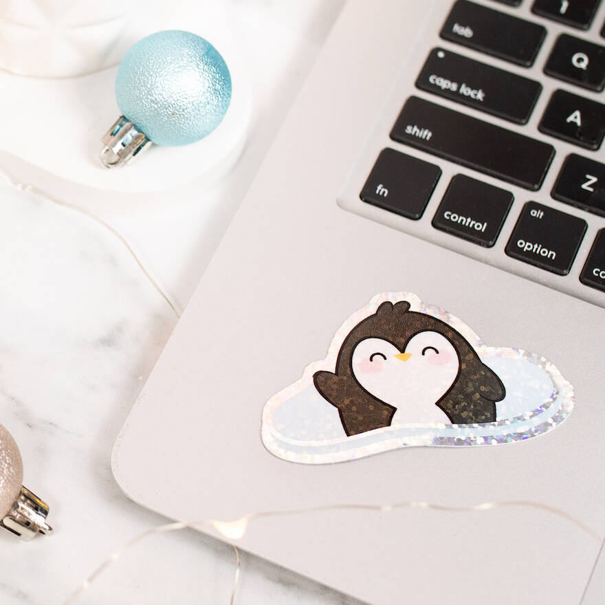 Cute Holographic Penguin Sticker Decal, 1 of 2