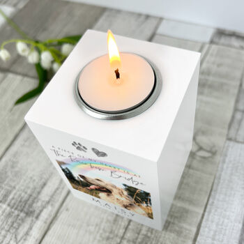 Personalised Rainbow Bridge Pet Photo Tea Light Holder, 4 of 7