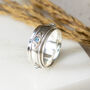 Blue Topaz Trikona Peace Sterling Silver Spinner Ring, thumbnail 1 of 7