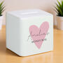 Personalised Pink Heart Money Box, thumbnail 5 of 6