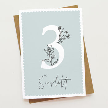 Floral Third Birthday Card, 5 of 7