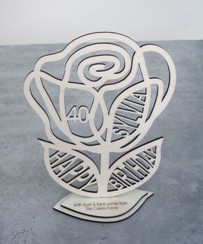 Personalised 3D Wood Cut Out Rose Card, 2 of 3